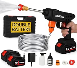 Cordless High Pressure Car Washer Gun – 48V, 12000mAh Double Battery, Portable Water Spray Gun for Car & Bike Cleaning with Adjustable Nozzle & 5M Hose Pipe – FlamitzStar Power Jet Washer