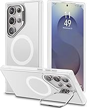 Beeasy Case for Samsung Galaxy S25 Ultra, Compatible with MagSafe, Magnetic Case with Metal Kickstand Military Protection, Scratch Resistant, Translucent White