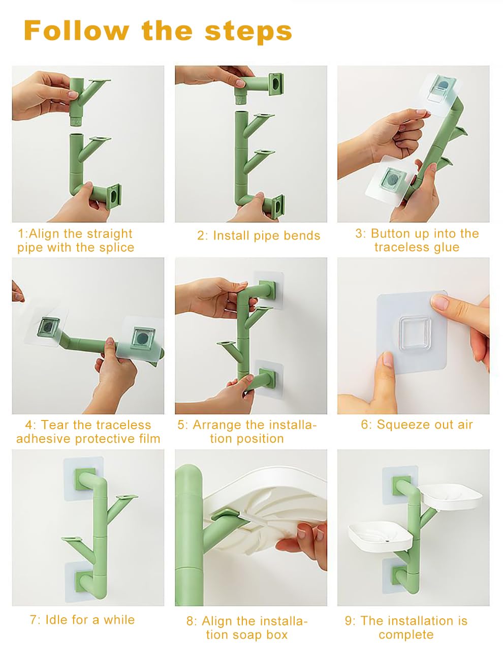 Jabonera giratoria de 4 capas con autodrenante, sin taladrar, jabonera montada en la pared para ducha, baño, bañera y cocina