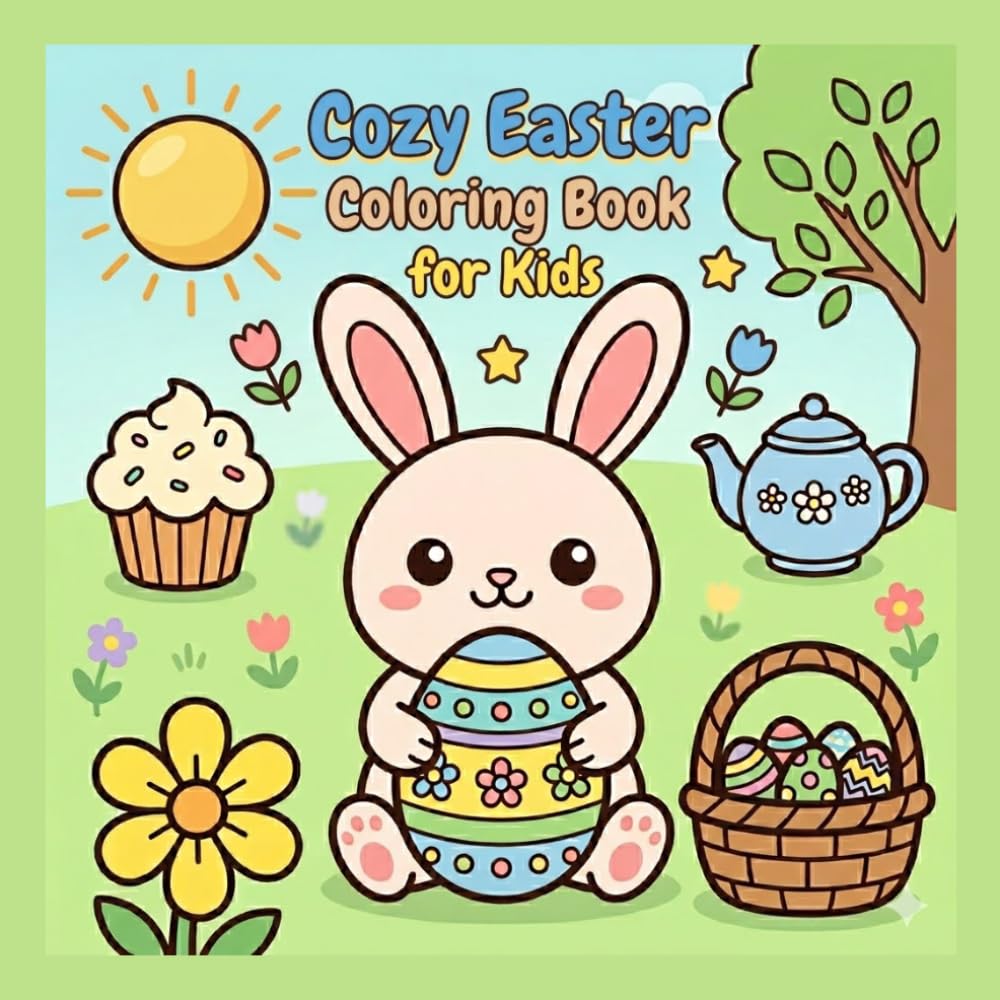Cozy Easter Coloring Book: 30 Cute and Easy Coloring Pages for Kids with Adorable Animals and Spring Fun