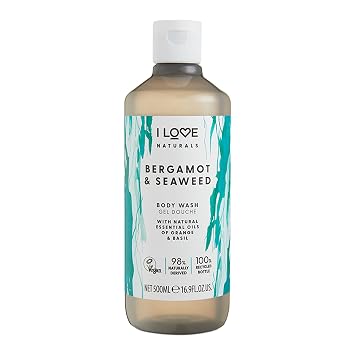 I LOVE Naturals Bergamot and Seaweed Body Wash - Moisturizing Body Wash - Infused with Essential Oils - Plant-Based Body Cleanser - 16.9 oz
