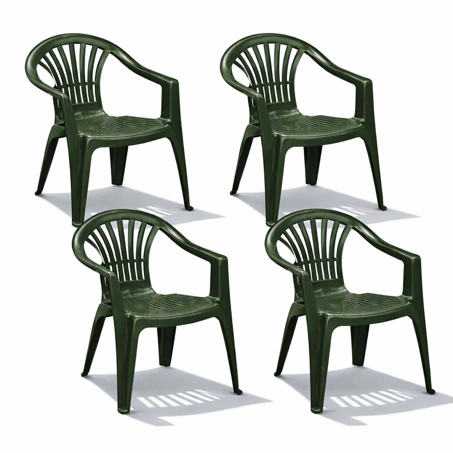 Mojawo 4er Set Stapelstuhl Gartenstuhl Altea Bistrostuhl Gartensessel Balkonstuhl Kunststoff stapelbar Balkonmöbel Gartenmöbel Grün