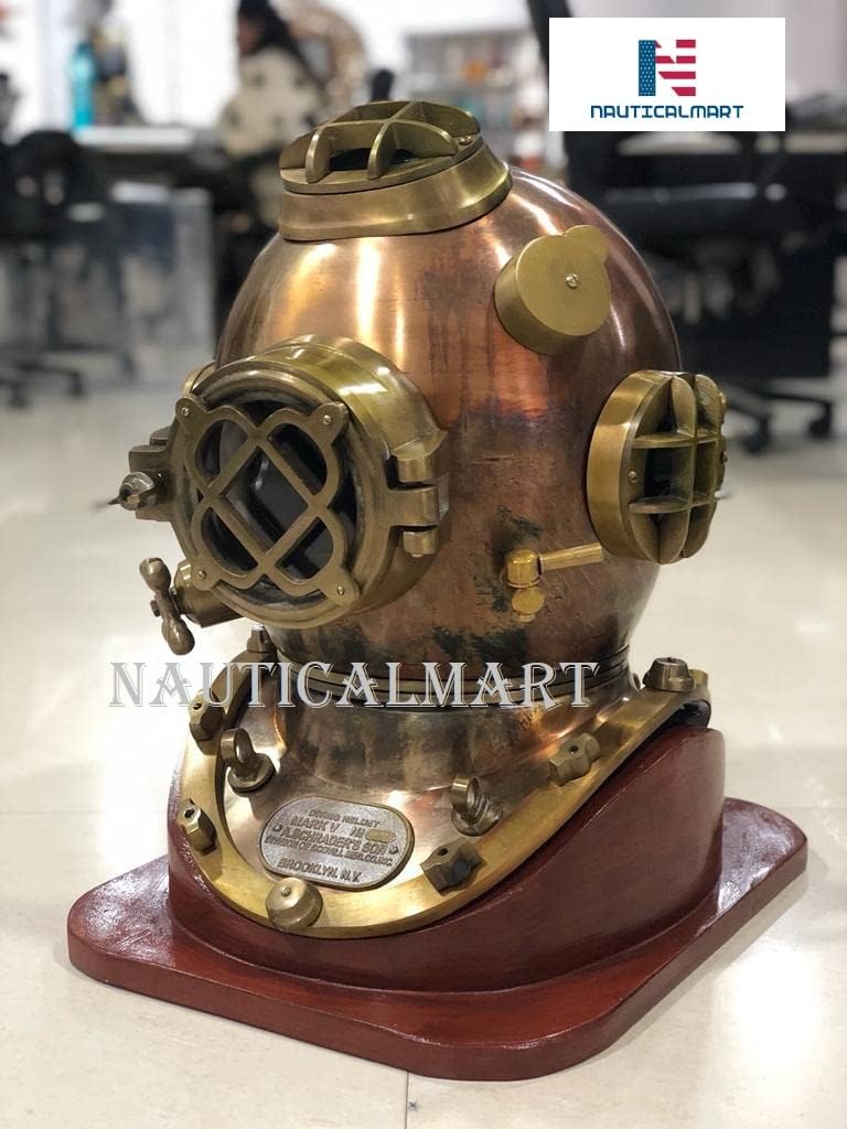NauticalMart Antique Diving Divers Helmet Us Navy Mark V Helmet with Base