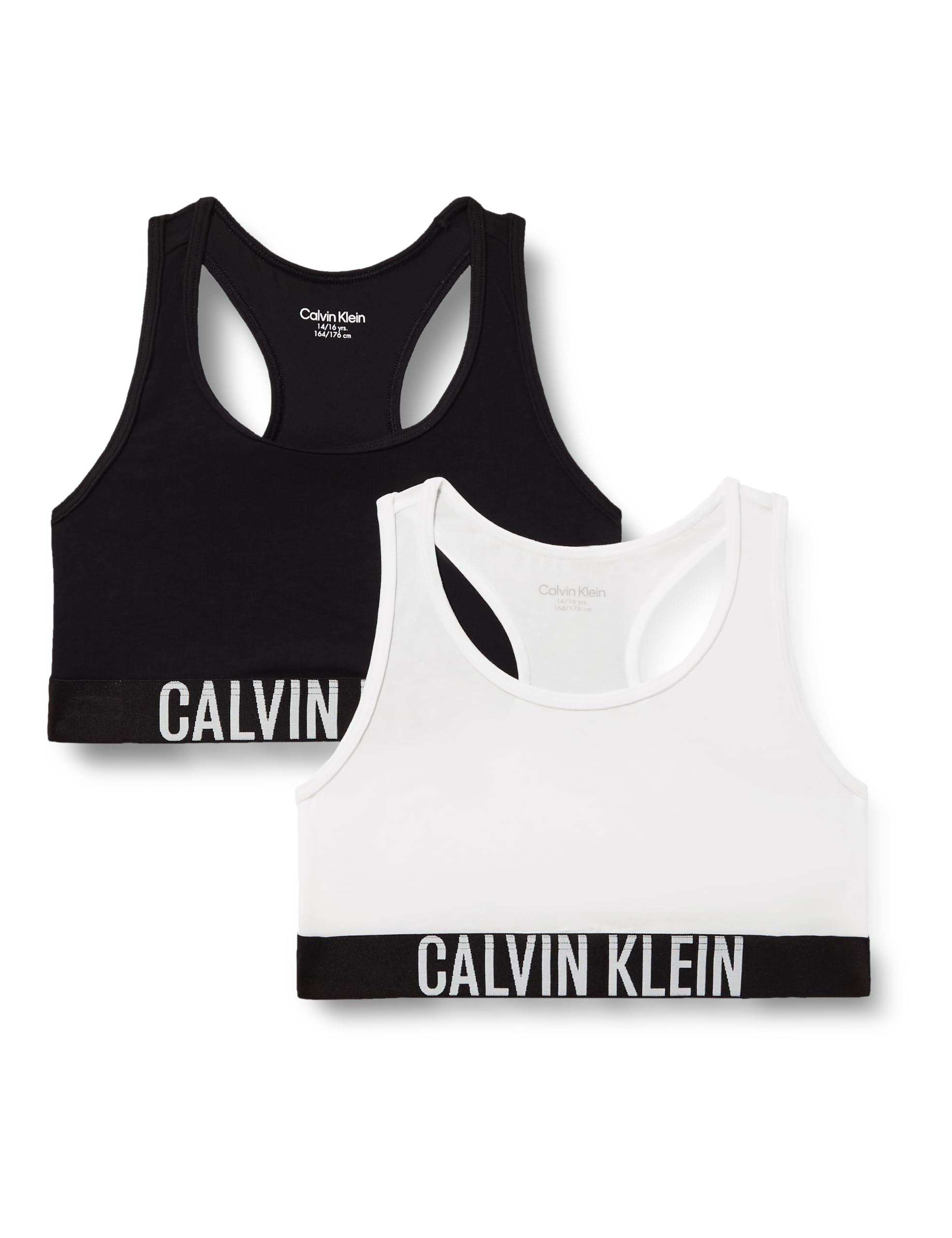 Calvin Klein Girls 2Pk Bralette G80G800744 Bralette, Black (Pvhblack/Brightwhite), 14-16 Years