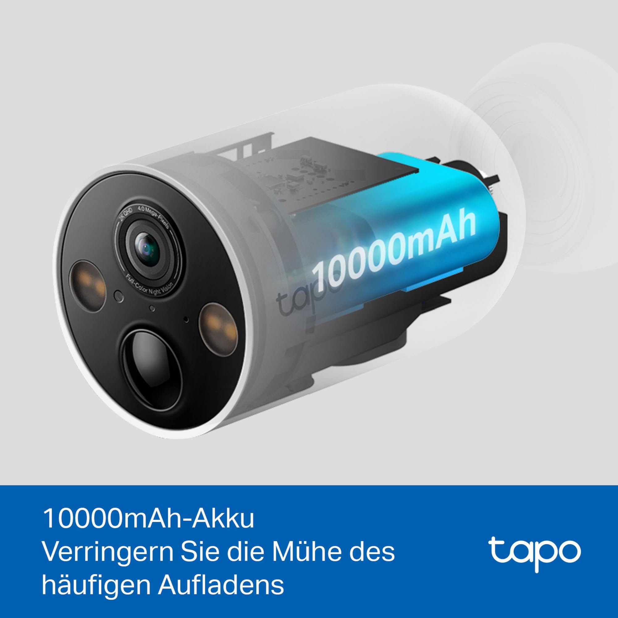 Tapo C425 Außenkamera Akku, Überwachungskamera aussen mit Magnetische Basis, 2K Auflösung, WLAN, 10000-mAh-Akku, 142° FOV, Kein Hub erforderlich, Unterstützt Solarpanel