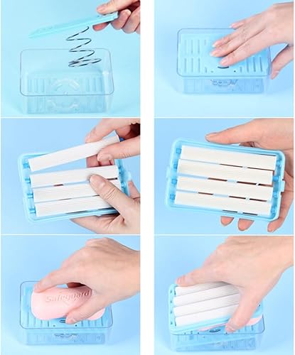 Miniatura 2 de BetterJonny - 2 soportes para jabón espumoso, 2 en 1, jabonera multifuncional con rodillos para el hogar, baño, azul y gris