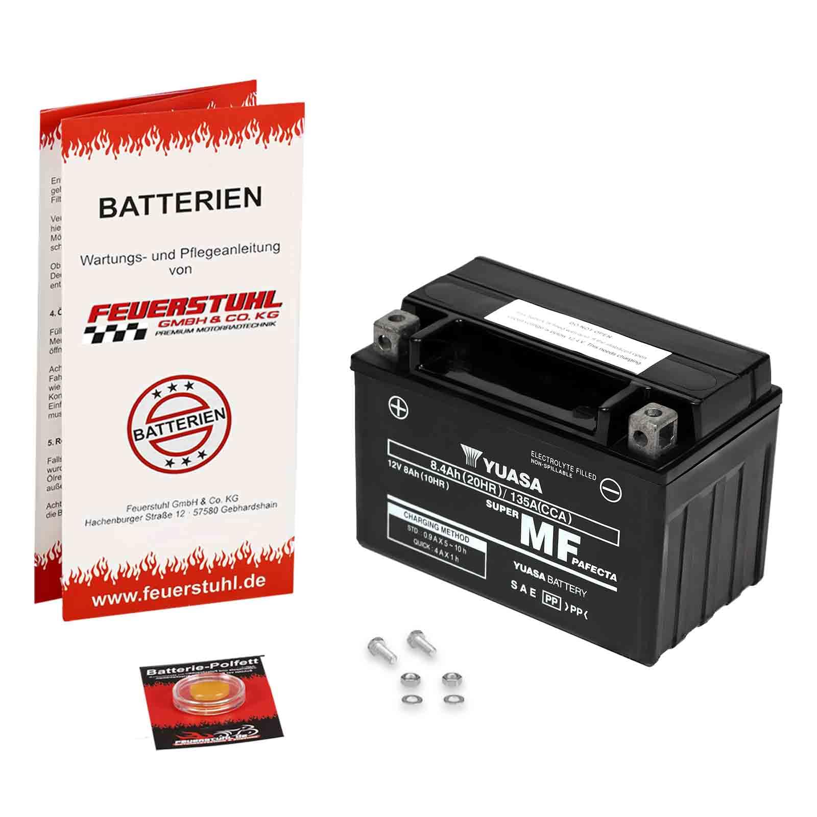 Batterie passend für Royal Enfield Classic 350, 2022-2024, wartungsfrei | AGM, einbaufertig, startklar, auslaufsicher, Erstausrüsterqualität von Yuasa, inkl. 7,50€ Batteriepfand