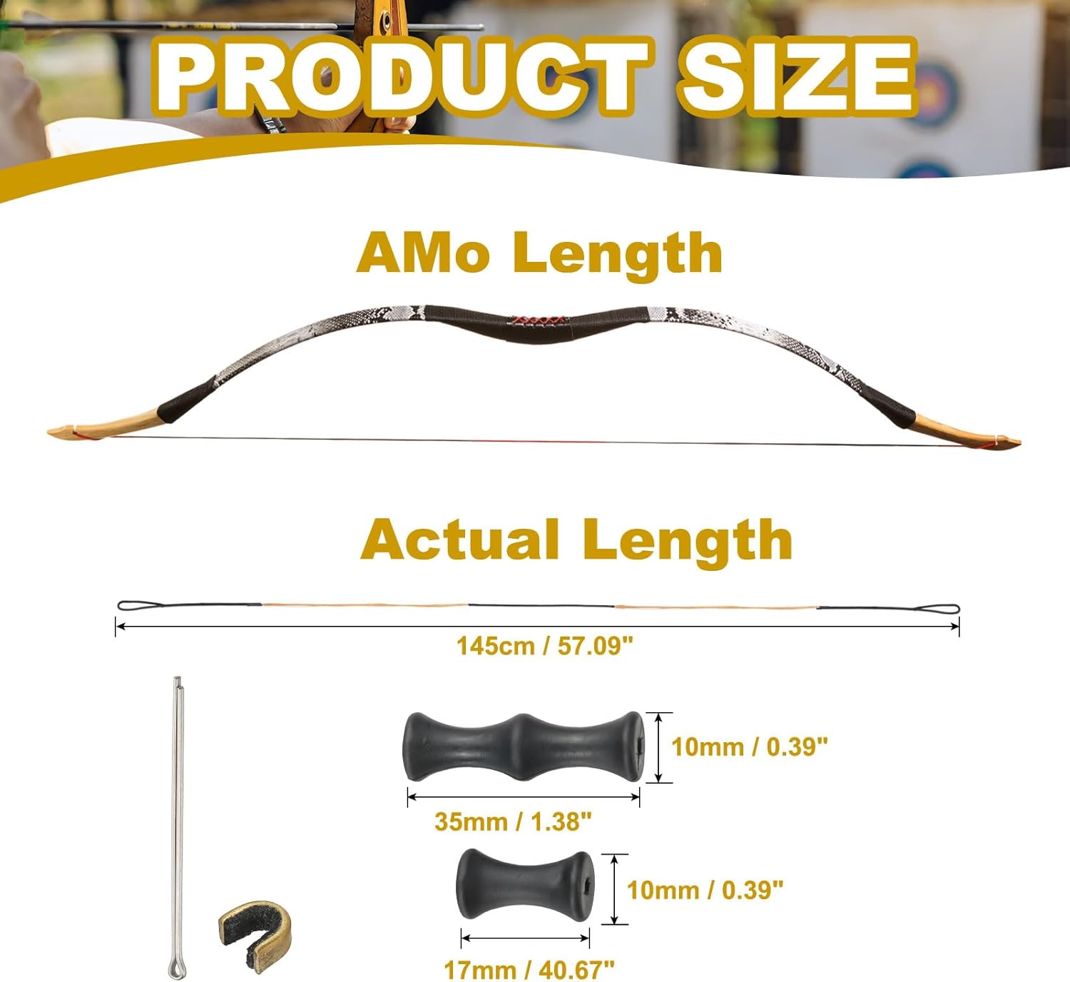 PATIKIL Bow String Replacement, Archery Bowstrings Accessories Bowstring with Finger Guard & Brass Nock Points for Recurve Longbow