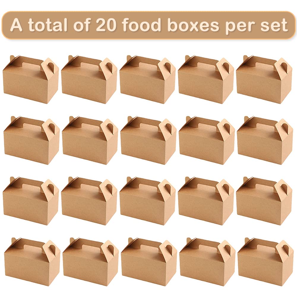 20 Pezzi Scatola Happy Meal, Scatola Carta Kraft Vintage, Box carta Kraft per Alimenti, Marrone, Box Cartone D'Imballaggio Caramella, per Biscotti, Pollo Fritto, Torte