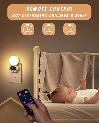 Miniatura 4 de Luz nocturna de astronauta, luz nocturna para niños enchufable con reloj y control remoto, luz nocturna LED regulable con 3 colores de luz, lámpara