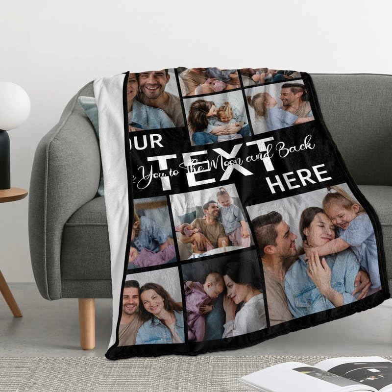 Miniatura 5 de DIYKST DITKST - Mantas personalizadas con fotos y texto, collage hechas en Estados Unidos, mantas personalizadas con fotos, regalos de cumpleaños,