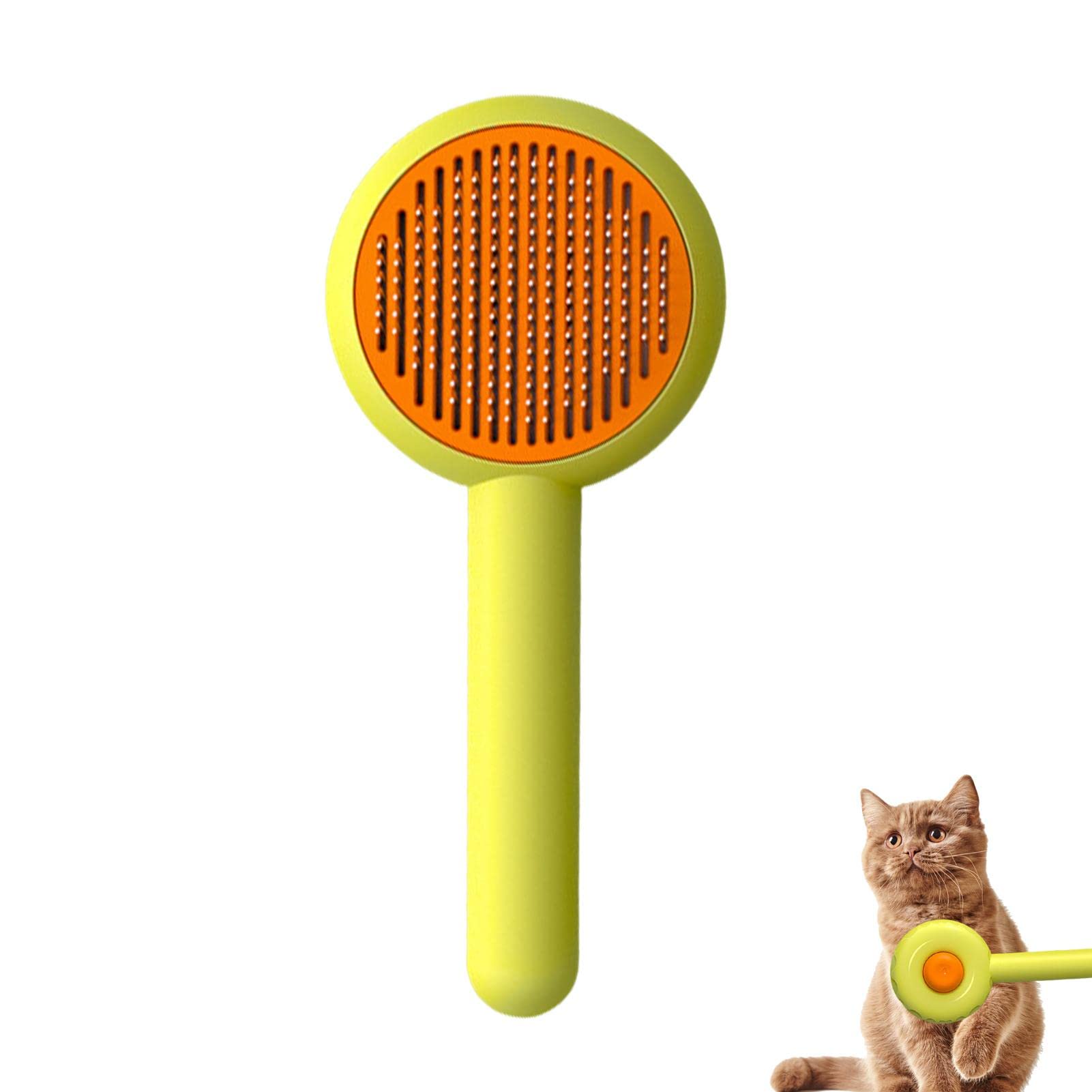 Pet Comb for Dogs, Indoor Cat Brush - Pet Hair Cleaner Brush Release Button | Donut Shaped Design, Cat Brushes