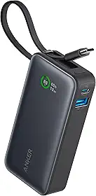 Anker Nano Power Bank, Carregador Portátil de 10.000 mAh com Cabo USB-C Integrado, Saída Máxima de 30W, para iPhone 17/iPhone 16/Série 15, MacBook, AirPods e Mais, Preto