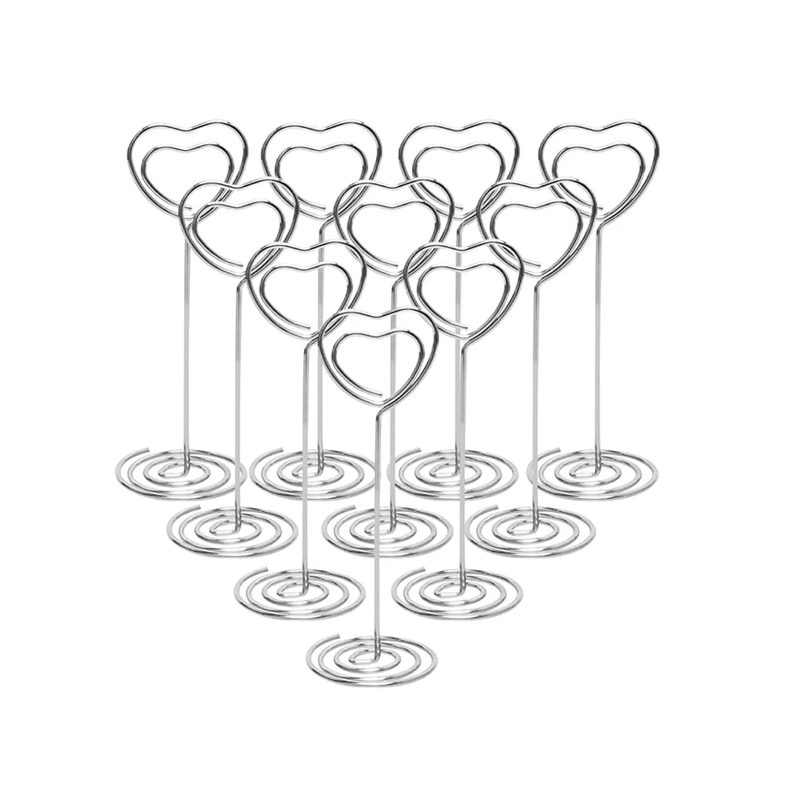 QMDSNFB Table Number Holders 10/20 Pcs Round Heart Star Shape Photo Holder Stand Table Number Holder Place Card Paper Menu Clips for Wedding Party Decor(Heart-Silver,20pcs)