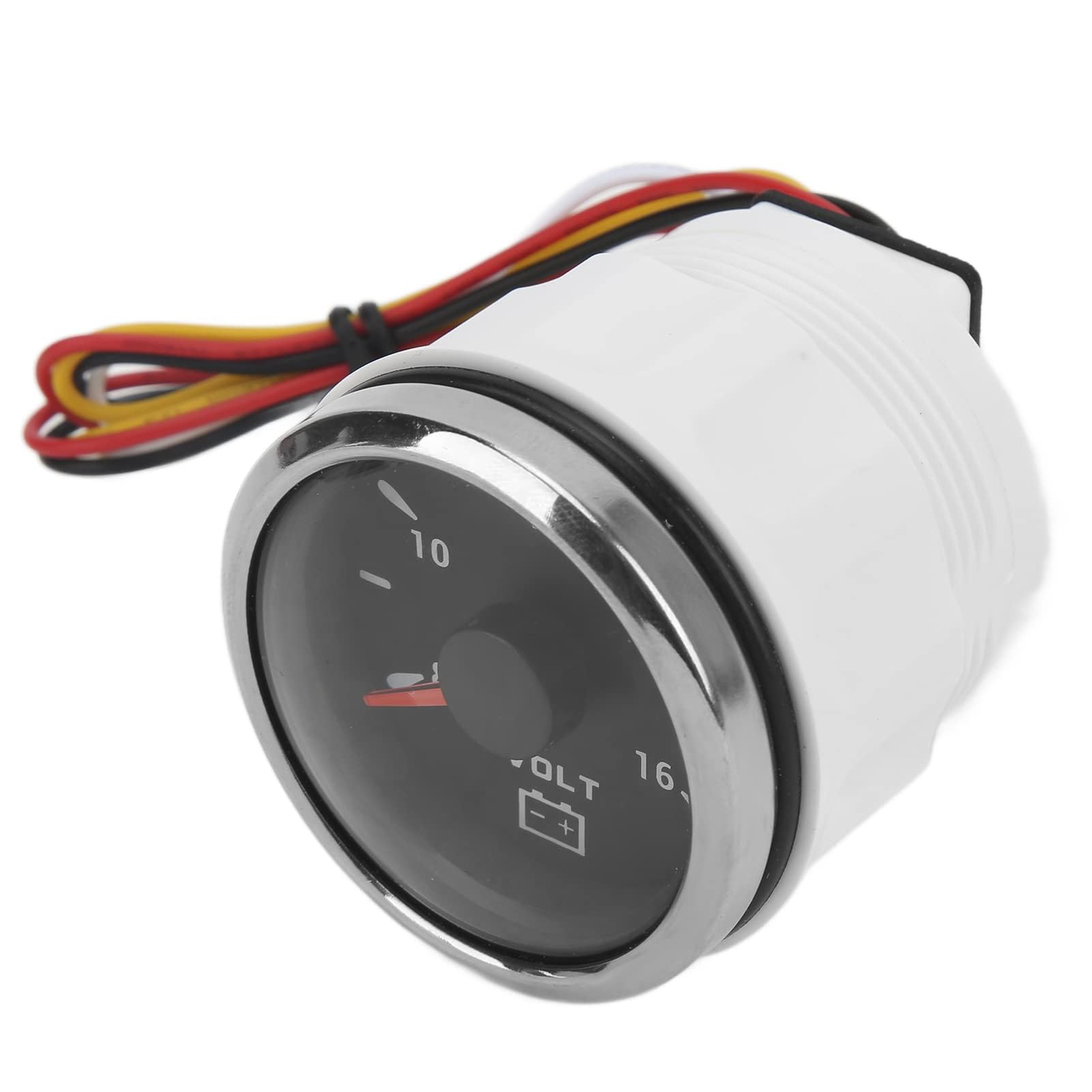 Voltmètre de Bateau, Jauge de Tension Marine 52mm 8-16V Pointeur 7 Couleurs Rétro-éclairage IP67 Voltmètre étanche pour Bateau RV Voiture 9-32V(le noir)