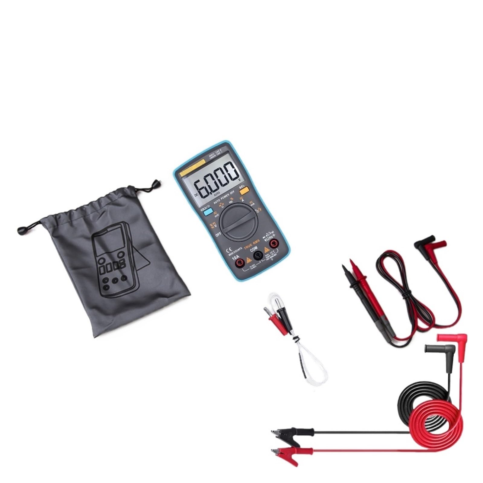 Multimetr Cyfrowy Auto Zakres True 8000 Precyzyjny Amperomierz Woltomierz Inteligentny Kondensator Temperatura NCV Ohm Tester Szybko Dokładnie Łatwy Odczyt(102 With 101)