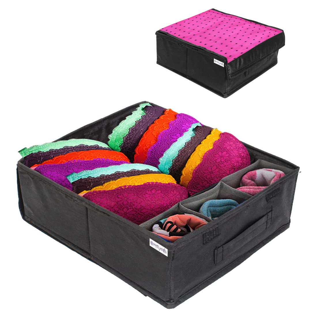 PrettyKrafts Fabric Lingerie Organizer | Bra Organiser | Undergarments Storage Box - Pink, Clothing (B07NP5N3J7) Amazon Price History, Amazon Price Tracker