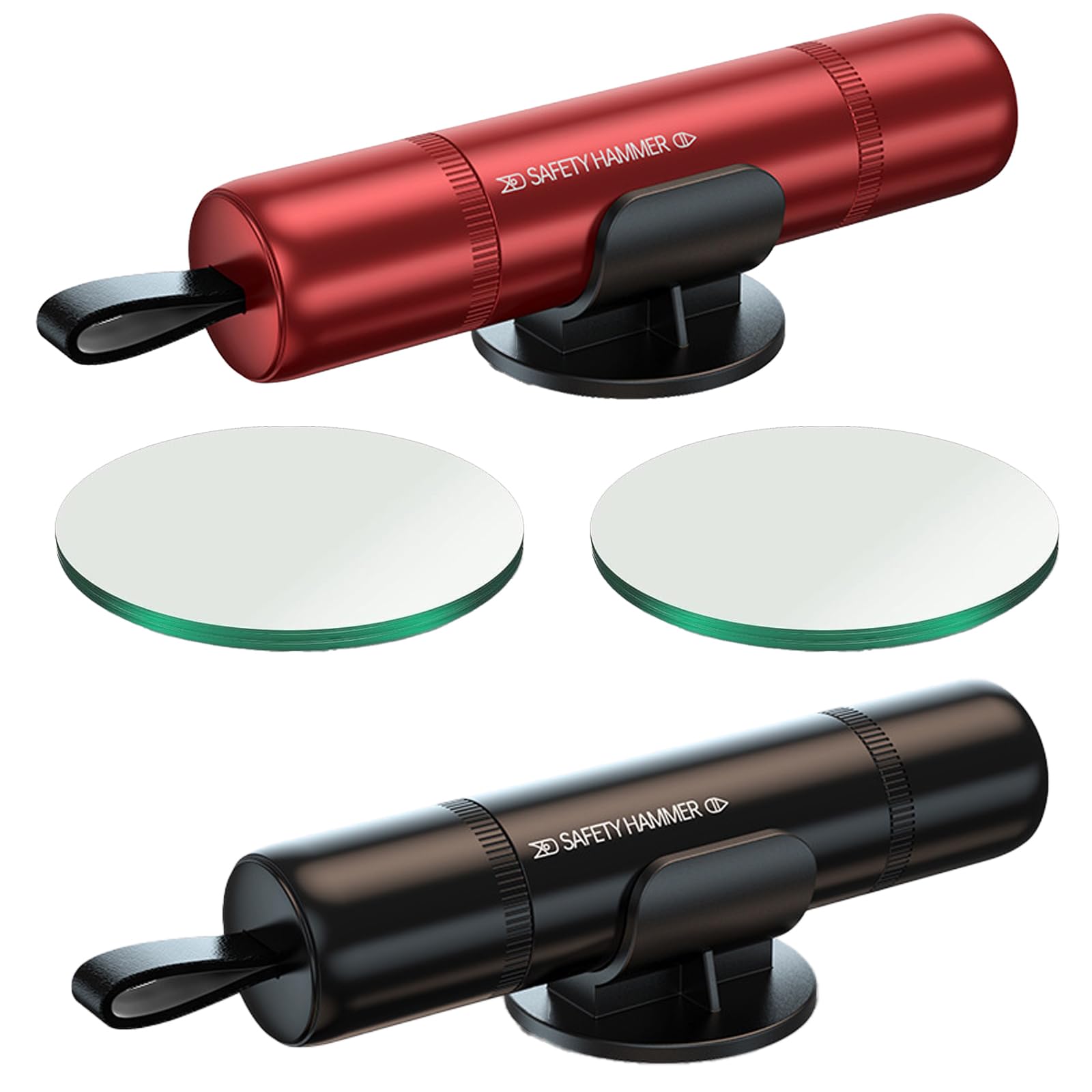 YNR 2 Pcs Mini Car Window Breaker with Holder,2-in-1 Car Safety Hammer and Seat Belt Cutter,Safe Hammer Glass Breaker Car Escape Tool for Rescue Disaster Escape and Lifesaving,Black&Red