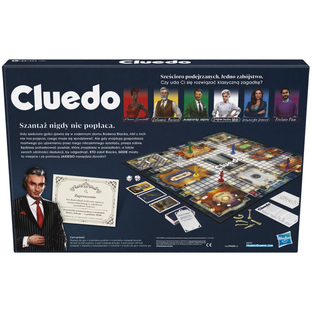Hasbro Juego de Mesa Cluedo, nueva versión del Cluedo para 2-6 jugadores, rompecabezas misteriosos, juegos de detectives, juegos familiares para niños y adultos (Español)