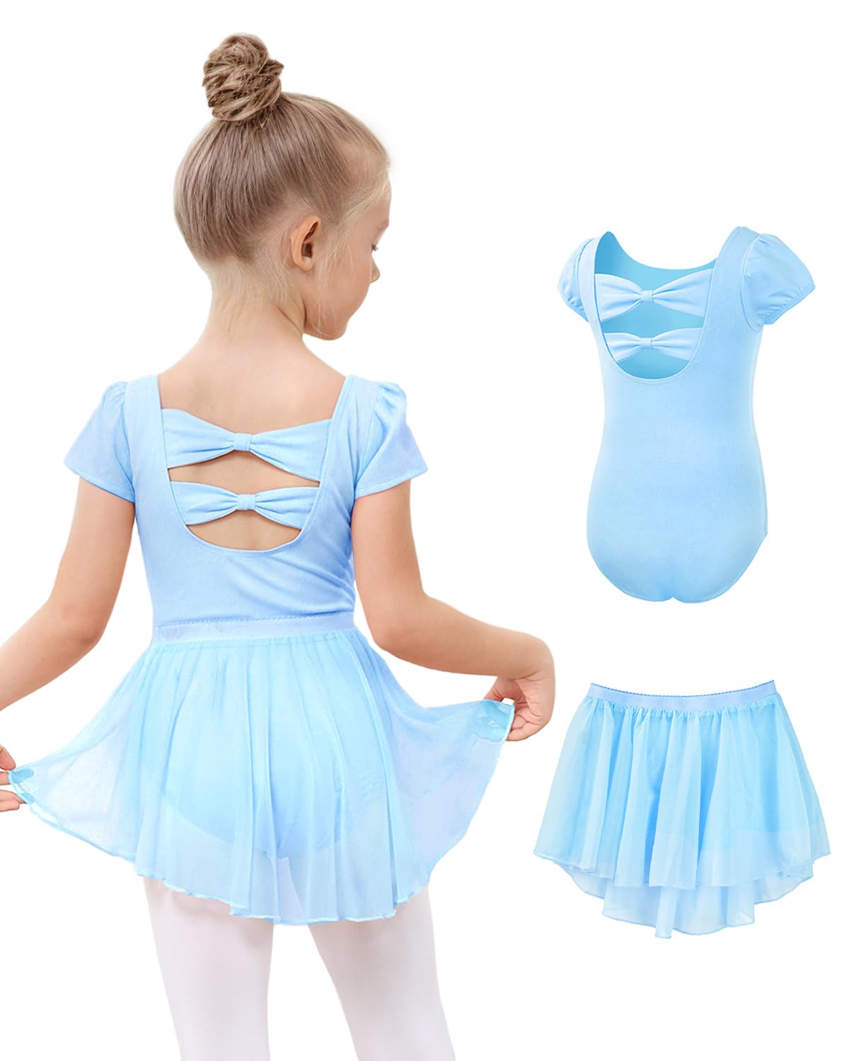 Arshiner Robe De Ballet Tutu à Manches Longues Pour Fille Avec Jupe à 3