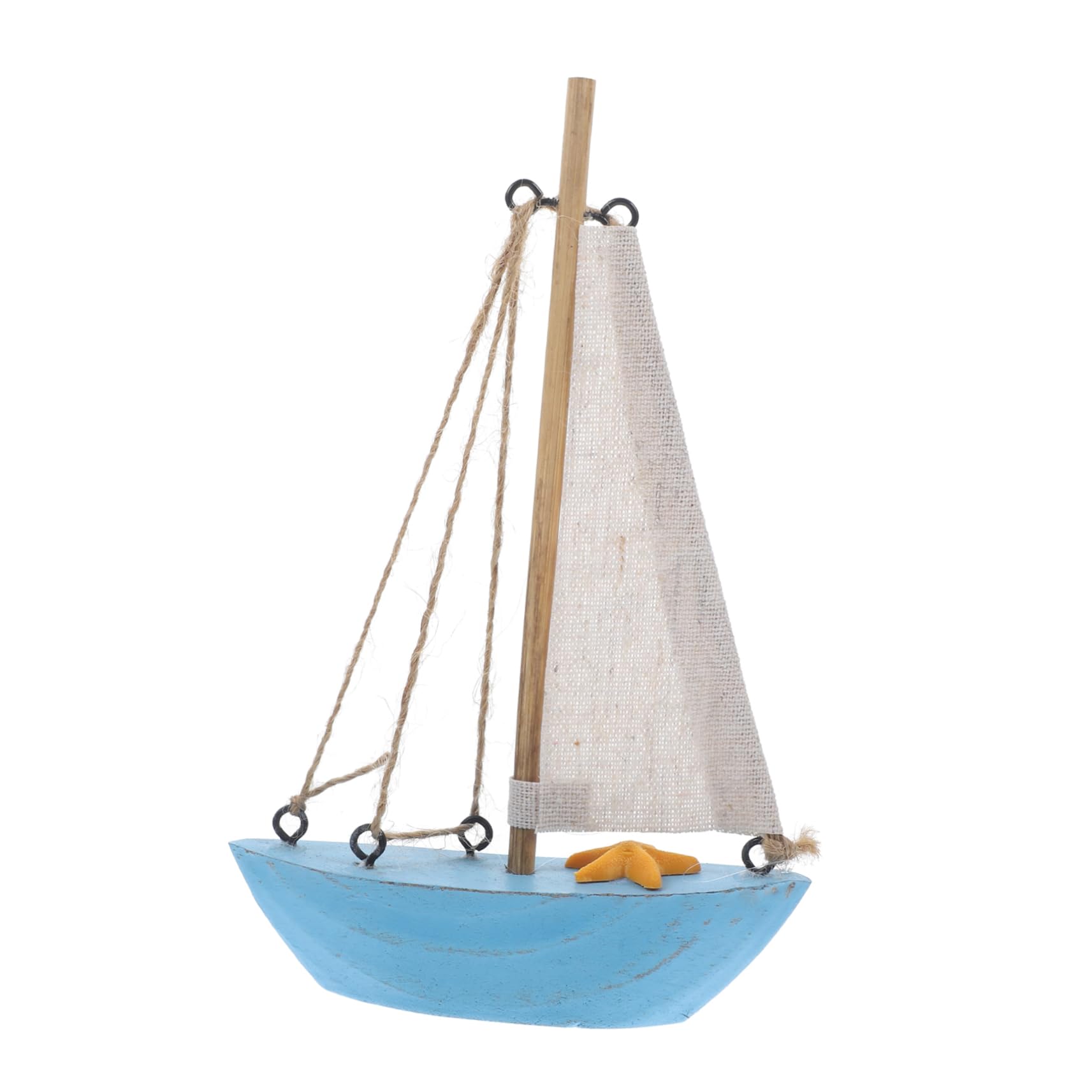 Uonlytech Mediterranean Wooden Sailboat Model Chic Nautical Decoration Retro Style Desktop Ornament for Home Office Unique High Grade Cloth Design Present for Sea Lovers