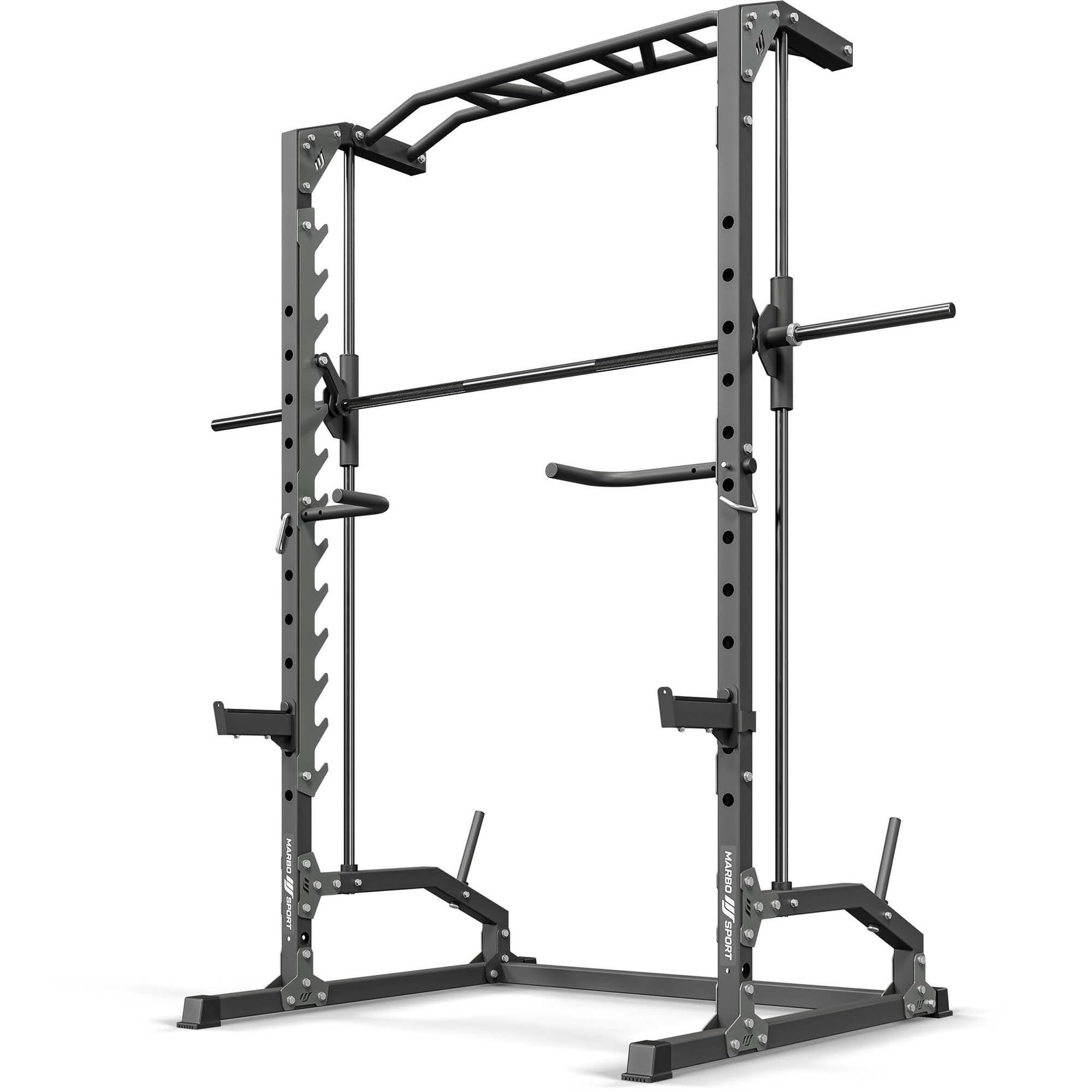Marbo Sport - Smith-Machine MS-U105 2.0 – Macchina palestra multifunzione con barra per pull-up e maniglie per dip – Attrezzi palestra casa per allenamento fitness completo a casa