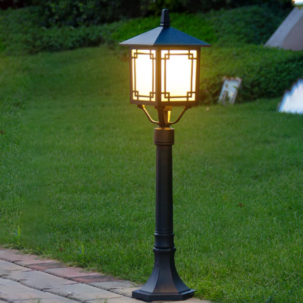 HELCEKOU Landscape Path Light Retro 32.7inch Outdoor Pathway IP65 Waterproof Garden Floor Lamp Modern Walkway Lights Bollard Lighting for Lawn Driveway Patio Yard