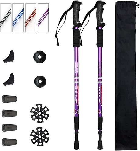 Miniatura 8 de Aihoye Bastones de trekking con absorción de golpes, ajustables, para senderismo o senderismo, plegable, fuerte, paquete de 2 piezas, bastón ligero