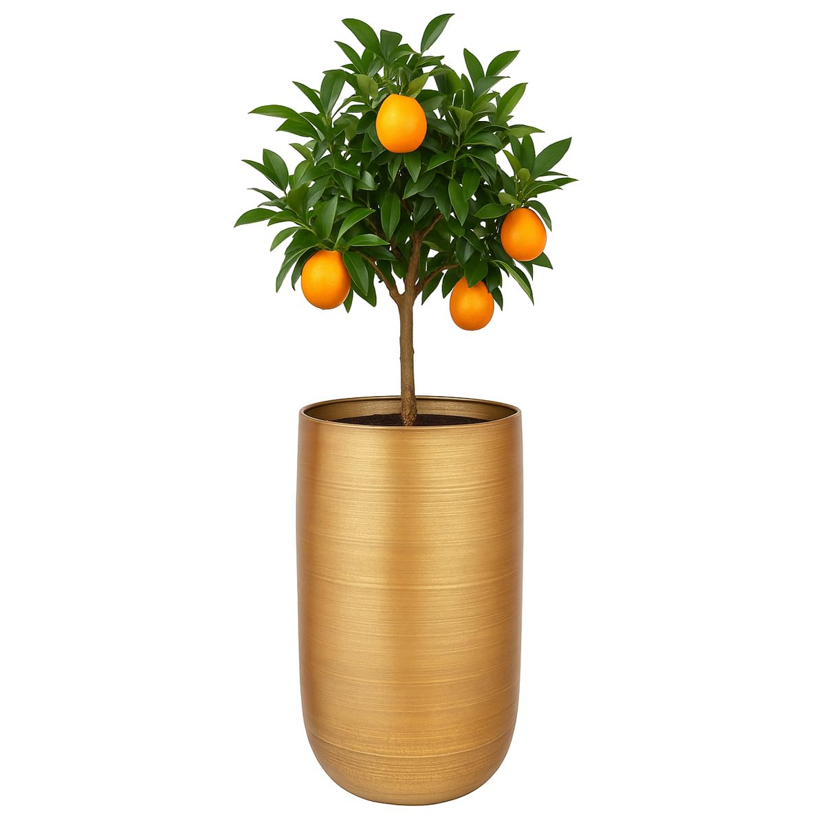 Marrakesch XXL aluminiowa donica na kwiaty, wazon podłogowy, 81 cm, złota, matowa, 129 l, duża, okrągła, do użytku na zewnątrz, do użytku wewnątrz i na zewnątrz, do ogrodu, na balkon i do salonu