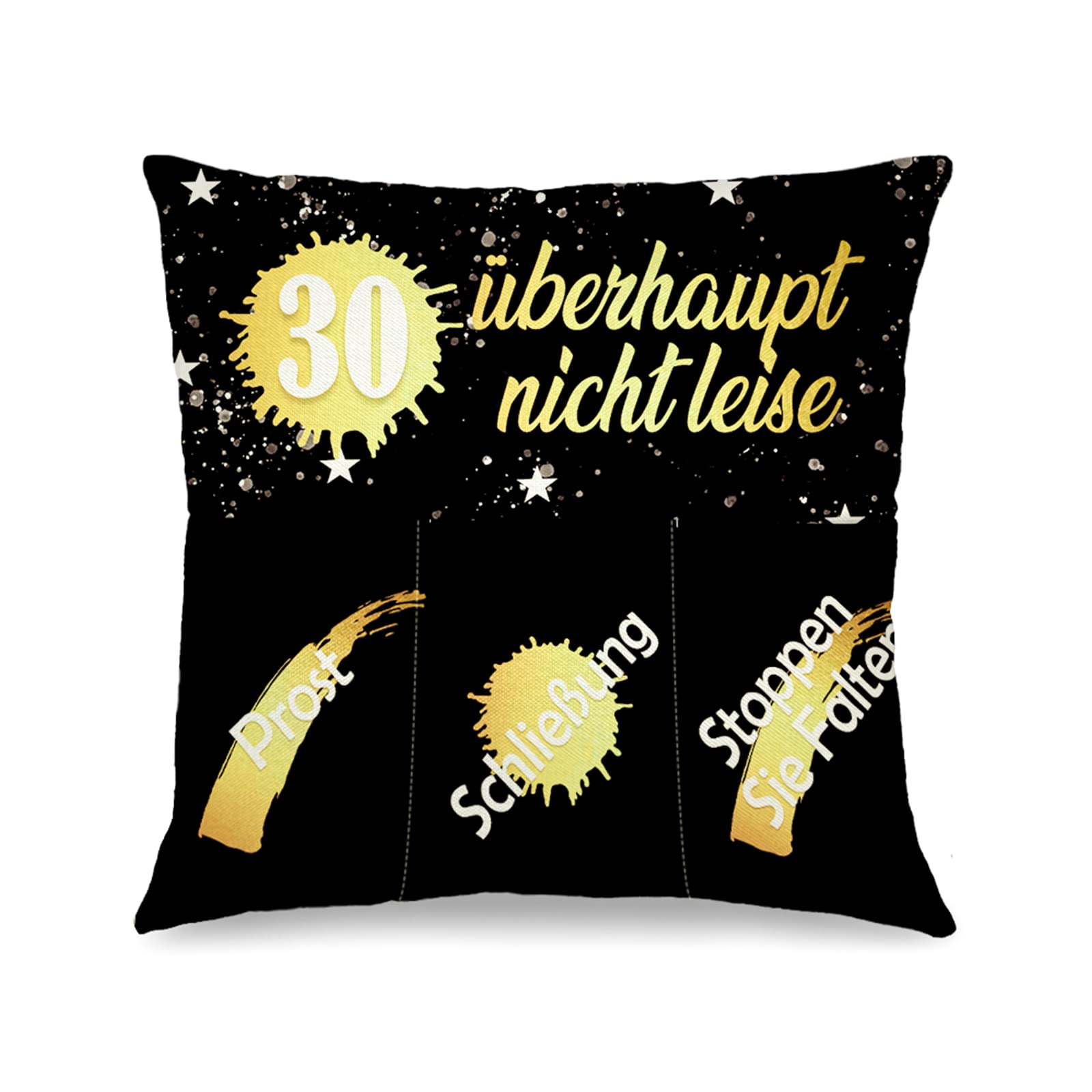 JOTOMDecorative Cushion Cover with 3 Pockets to Fill Yourself 45 x 45 cm Cushion Cover Great Gift (30th Birthday)