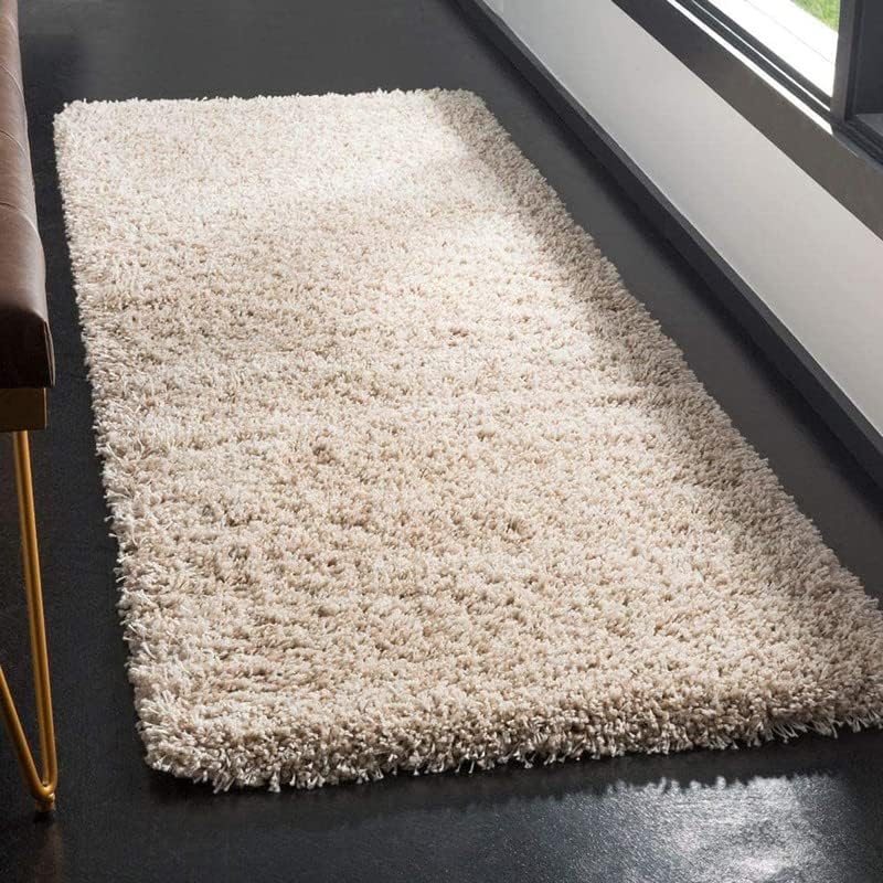 Image of Premium Antiskid Shaggy Carpet /Rug Plain Fur Rectangular Rugs,Soft Microfiber for Bedroom,Living Room,Kids Room,Hall etc (Ivory, 1.5x4 Feet)