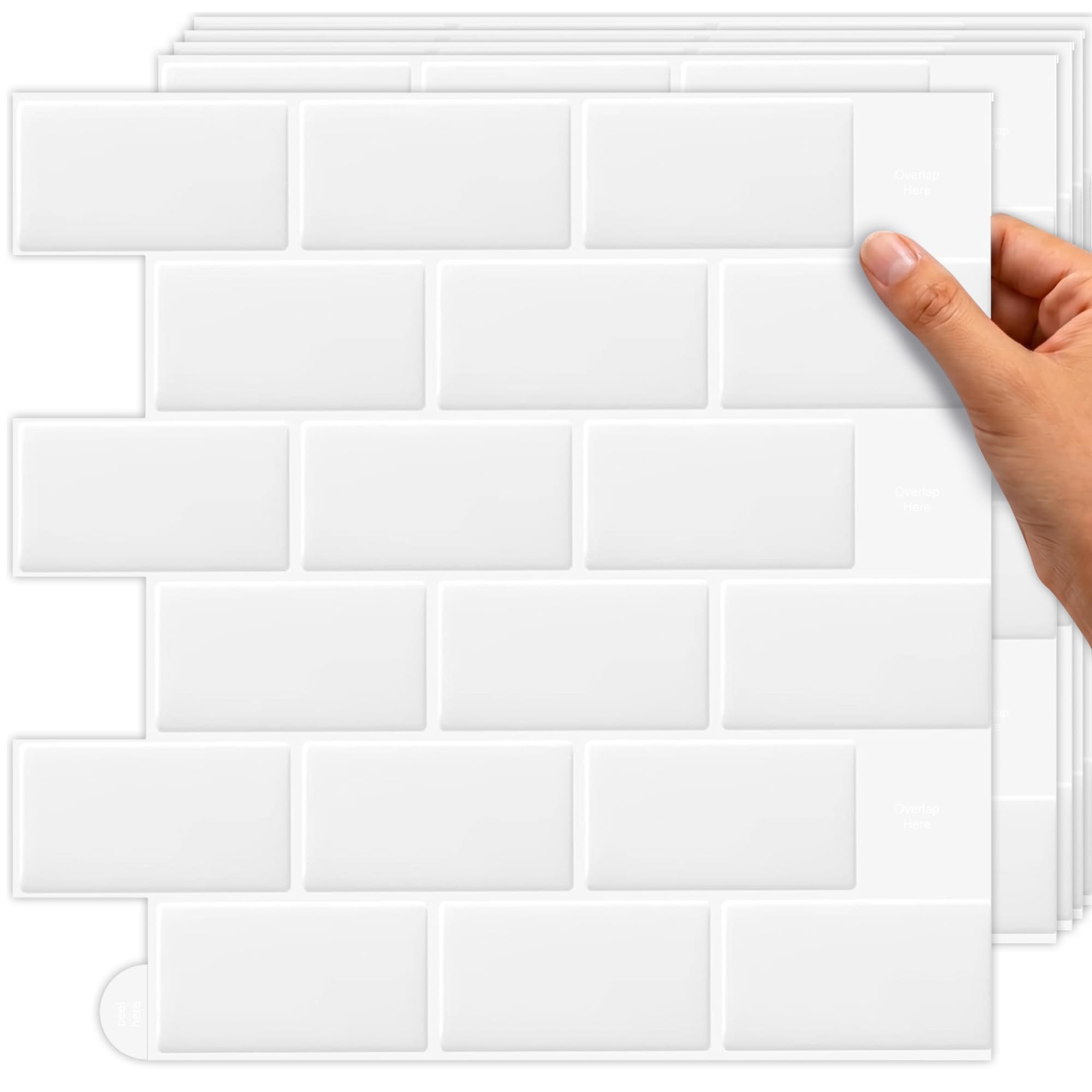 TradeDownCo Peel & Stick Wall Tiles (10 Sheets) - Premium Self-Adhesive Tile Stickers for Kitchen, Bathrooms, Laundry Rooms and More, 12"x12"/30x30cm (Cloud White)