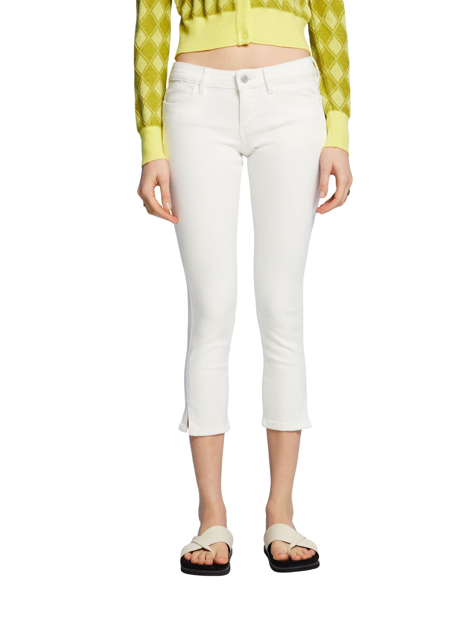 ESPRIT EDC Capri Jeans, 100/White, 34W x 26L