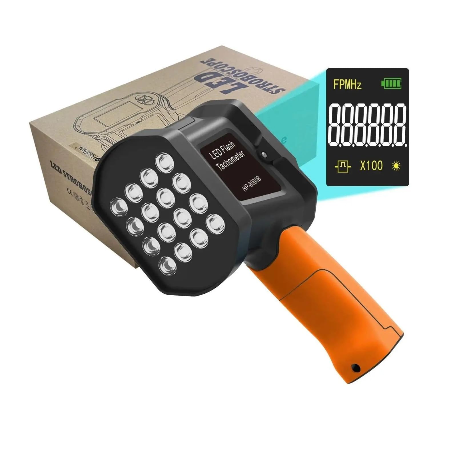Medidor estroboscópico LED 60000-100000 RPM medidor de velocidad de Flash LED tacómetro sin contacto pantalla Digital for Motor Para motores, tornos.(Blue)