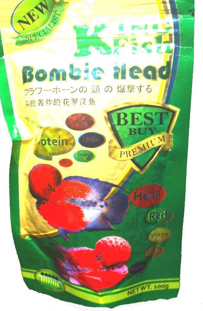 King Fish Bombie Head Flowerhorn Fish Food Best Buy Premium 100g, Floating Type
