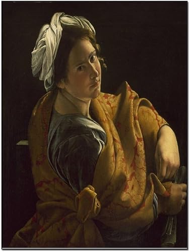 Póster artístico retrato de una mujer joven como profeta  Orazio Lomi Gentileschi vintage lienzo pintura pósteres e impresiones artísticas de pared