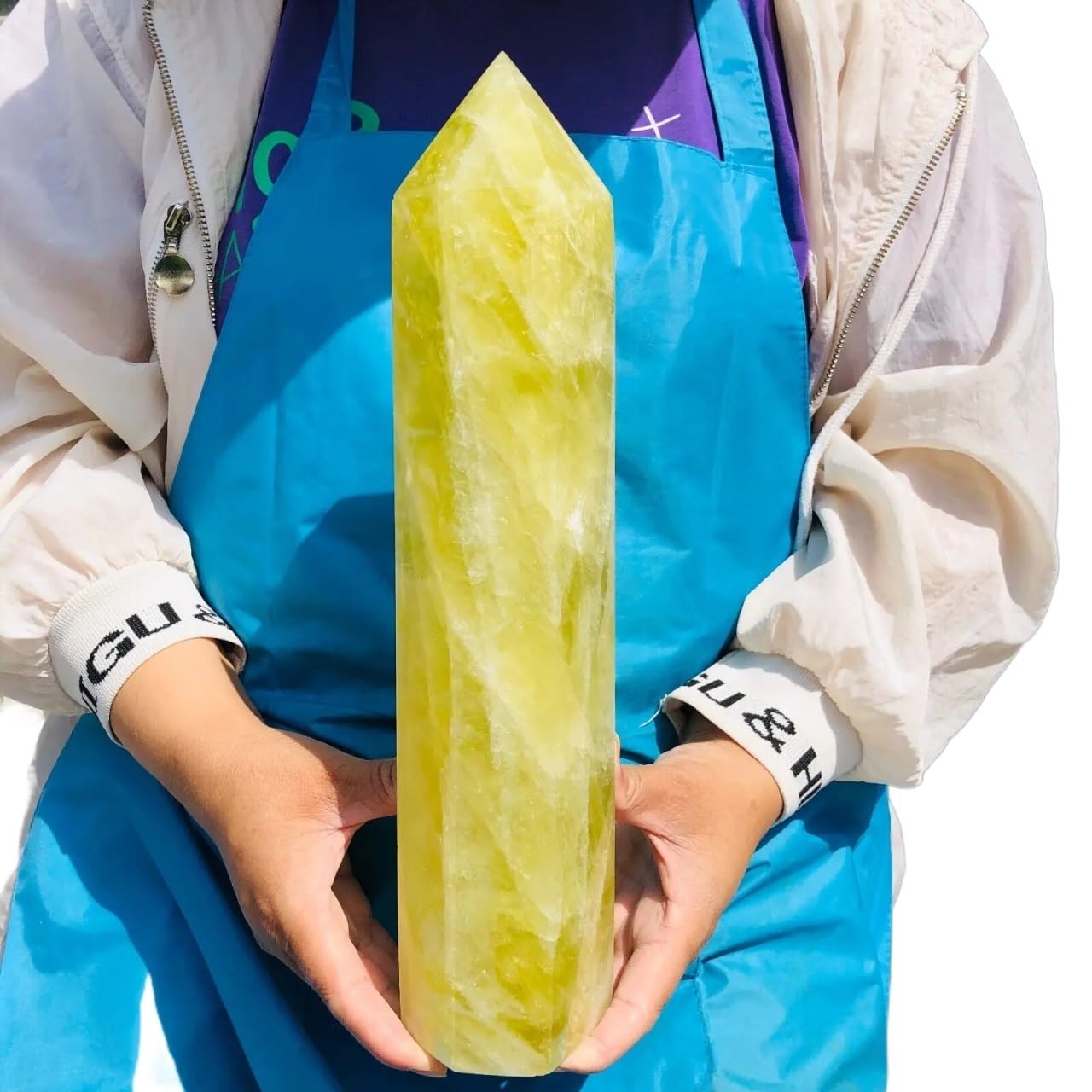 KJEBVHIRS Decorative Ornaments Yellow Crystal Obelisk Quartz Crystal Column (Size : 250-300g)