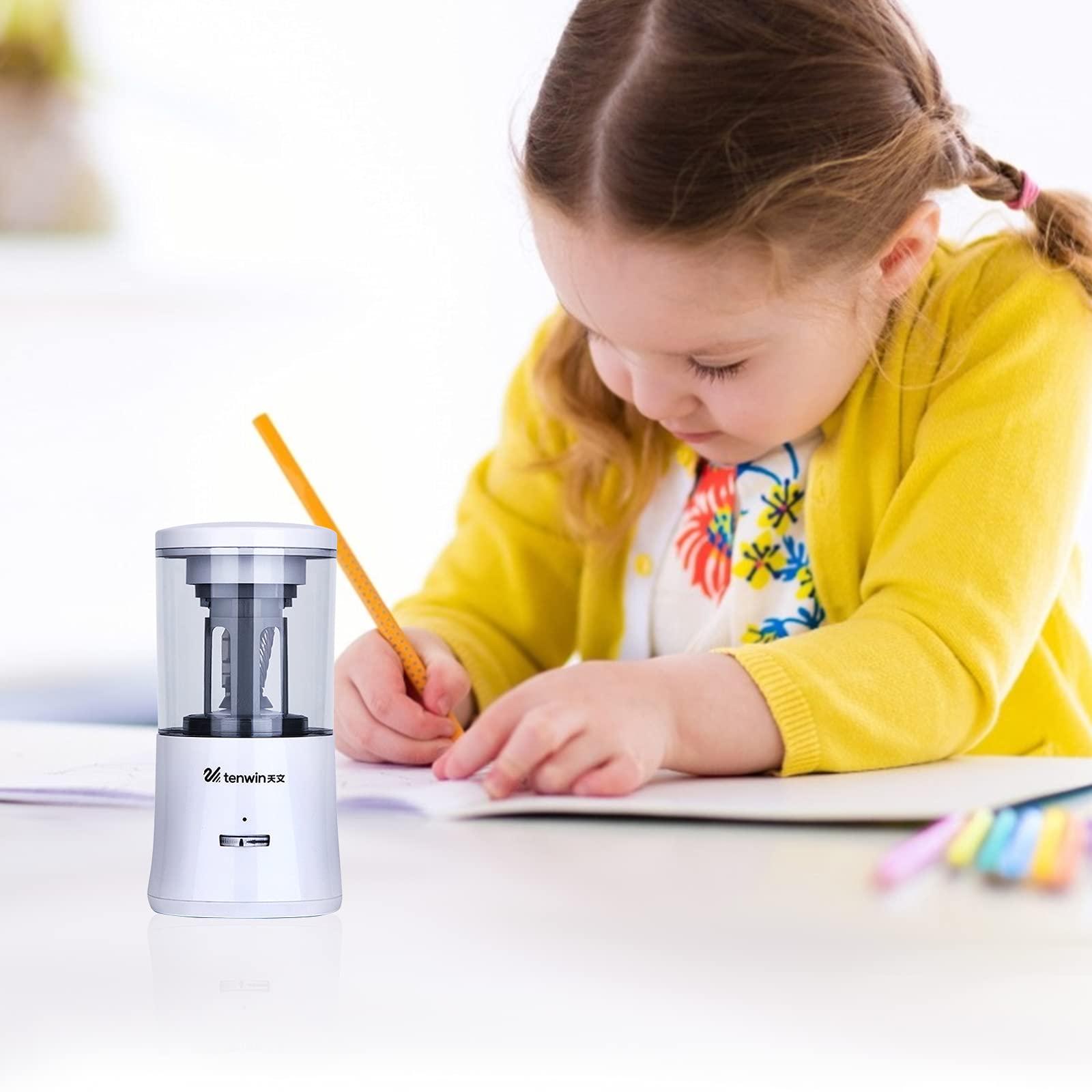 Taille-crayon, taille-crayon électrique, taille-crayon électrique taille-crayon robuste arrêt automatique netteté réglable for crayon 6-8 mm for étudiants artistes maison école fournitures de bureau