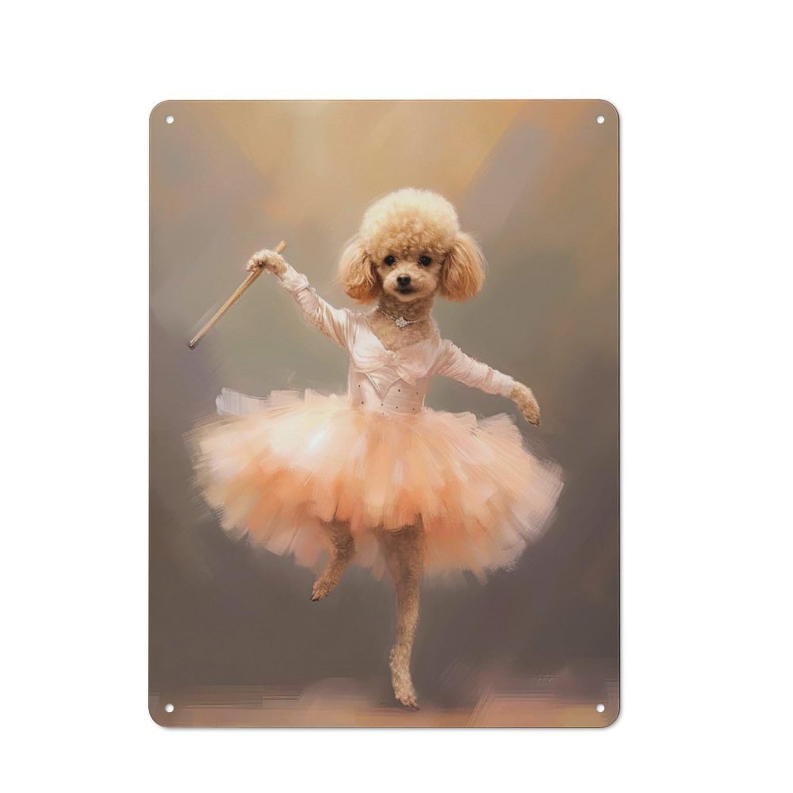 Vintage Toy Poodle Ballerina Bistro Metal Sign 40x30cm, Bistro Wall Plaque for Takeaway, Bar, Kitchen Or Counter Area