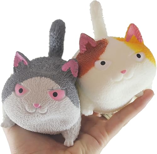 Miniatura 8 de 1 gato enojado marrón suave relleno de bolas antiestrés para apretar, sensorial, estrés, juguete antiestrés súper suave (1 gato marrón)