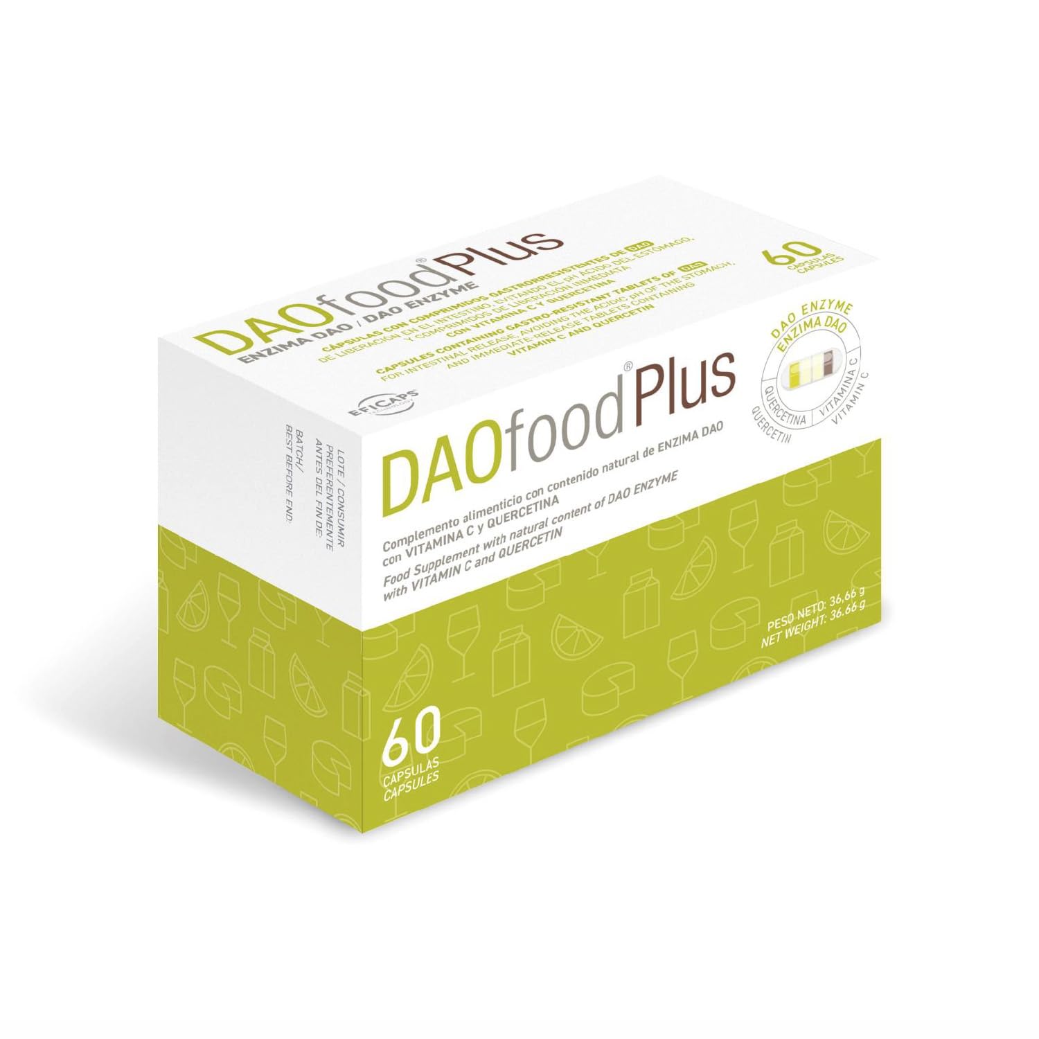DR Healthcare - DAOfood Plus - DAO Enzyme - Quercetin and Vitamin C - Contributes to the Balance of Dietary Histamine - 60 Capsules with Gastro-Resistant DAO Mini-Tablets