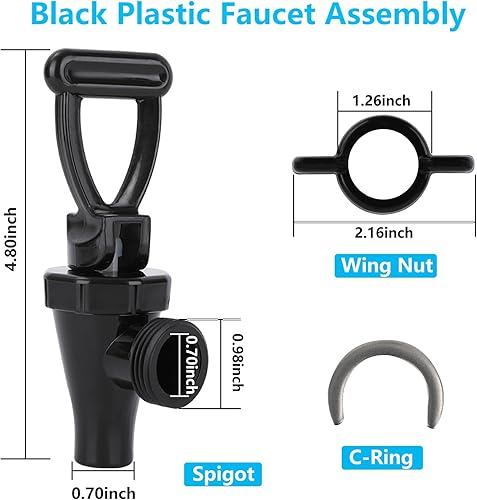 Miniatura 10 de 03260.0002 Kit de grifo para dispensador de té, grifo de repuesto para dispensador de bebidas (juego de 3 unidades, incluye 3 tuercas de ala y 3
