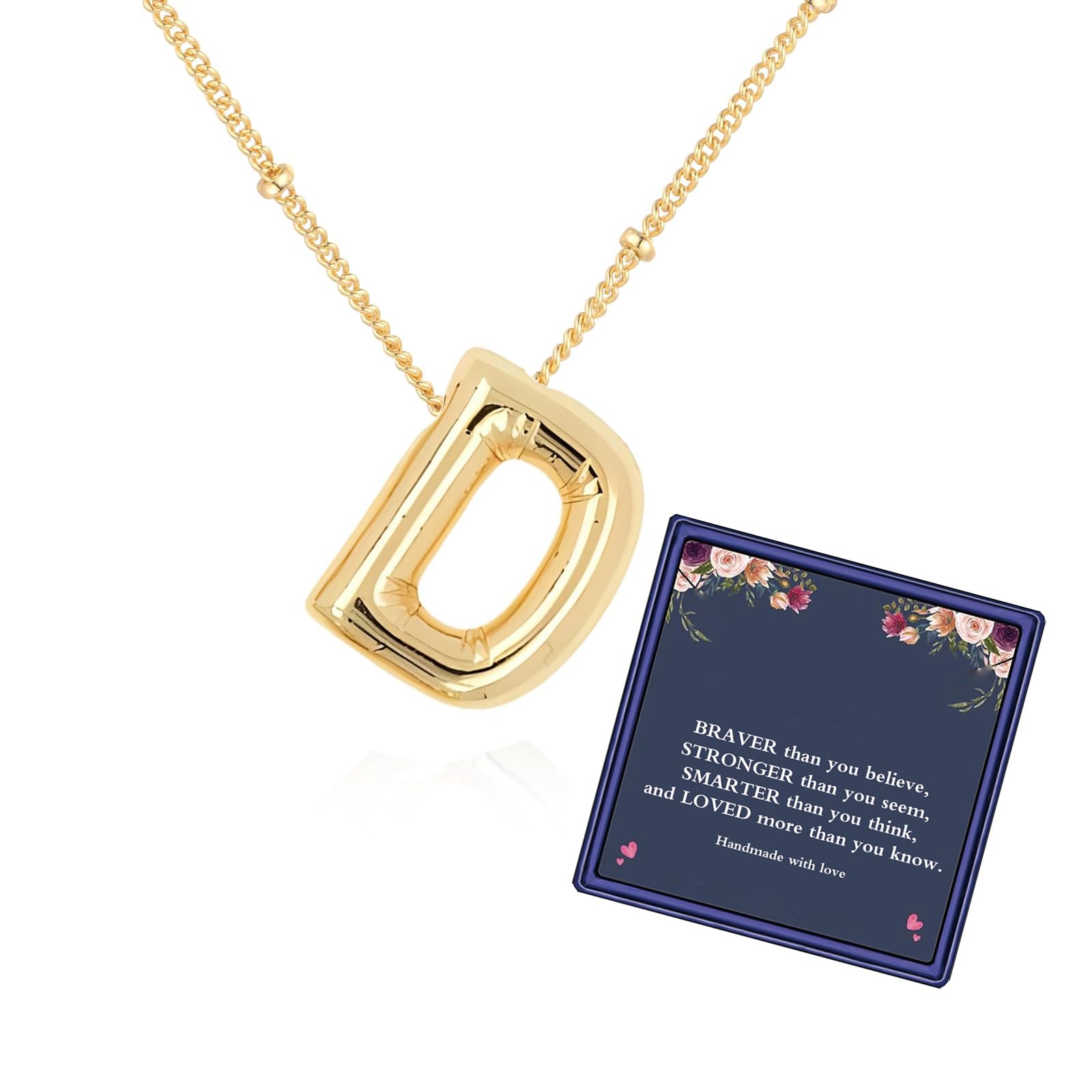 DIOWUSBubble Letter Necklace For Women,Dainty Balloon Initial Necklaces 18k Gold Plated Chain Pendant Alphabet Necklaces For Girlfriend Charm Simple Gift Jewelry