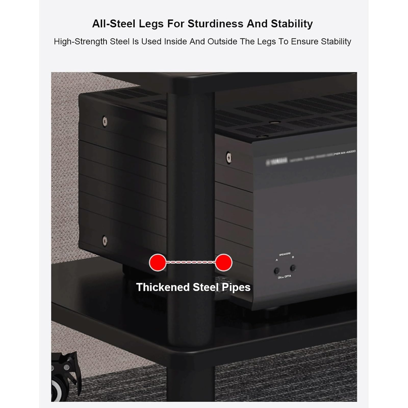 Stojak na sprzęt multimedialny z kółkami, wieża audio, szafka na komponenty stereo, kino domowe, odtwarzacz CD, gramofon, odbiornik stereo(Brown,1 Tier)