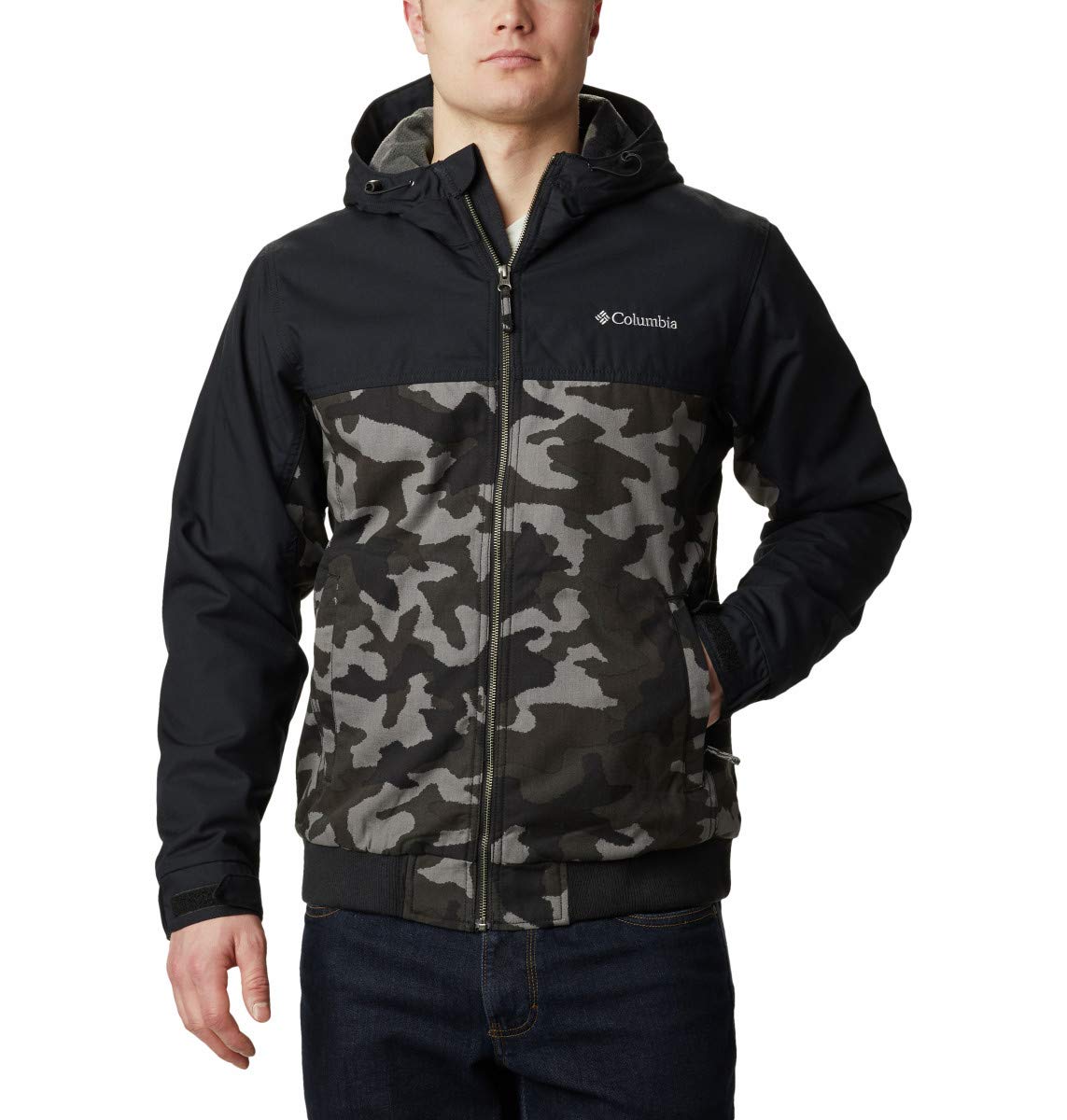Columbia Men's Loma Vista Hooded Jacket Black Traditional Camo/Black