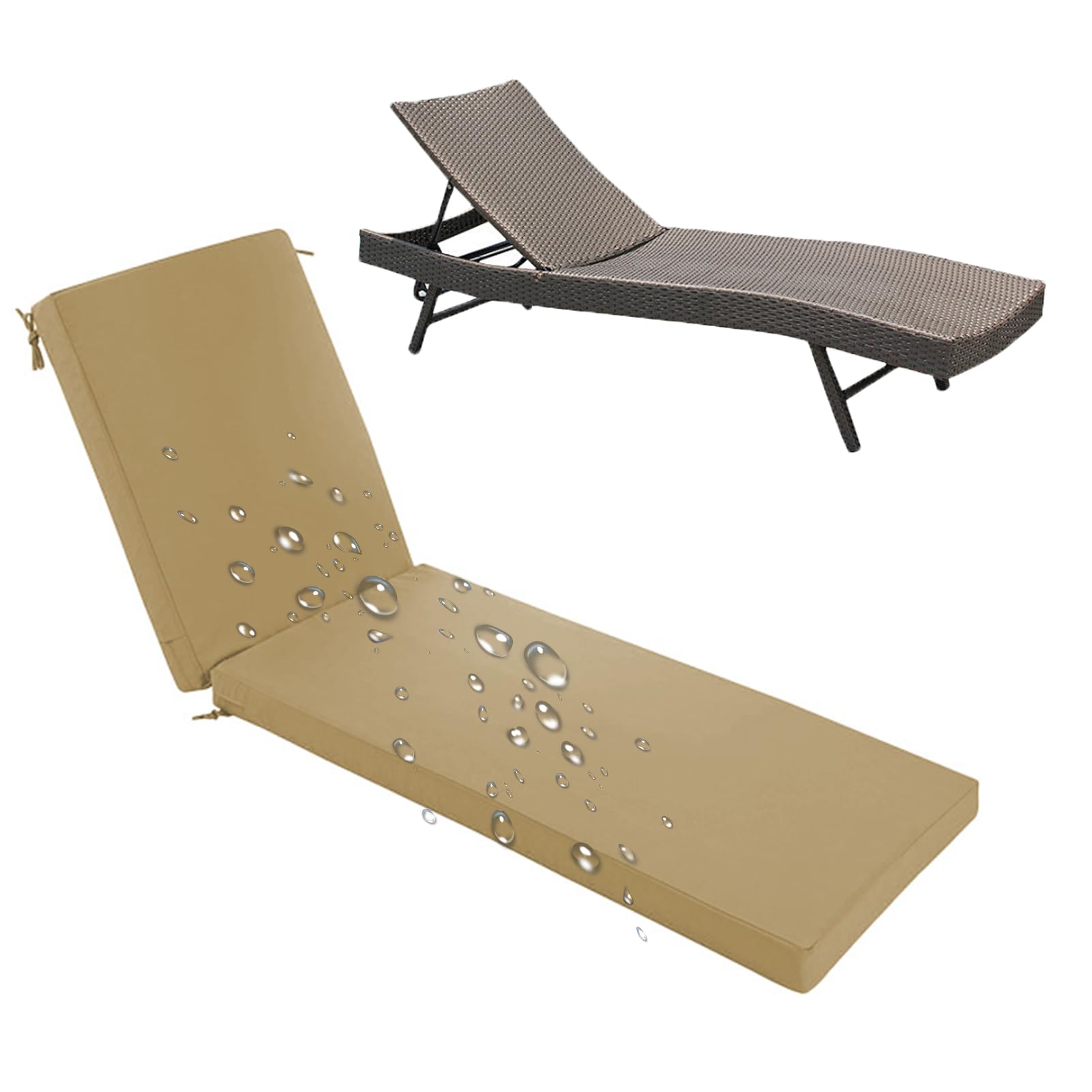 Galette de siège imperméable et antidérapante pour jardin, balcon, matelas lavable pour transat et canapés, 190 x 60 cm, idéal pour terrasse et terrasse