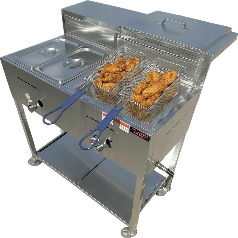 Heavy Duty Deep Fryer Cart | 30 lb 3 Gallon Single...