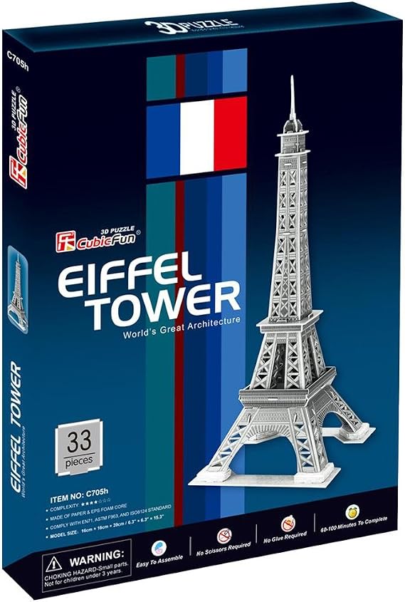 CubicFun C705H Eiffel Tower Puzzle, Silver