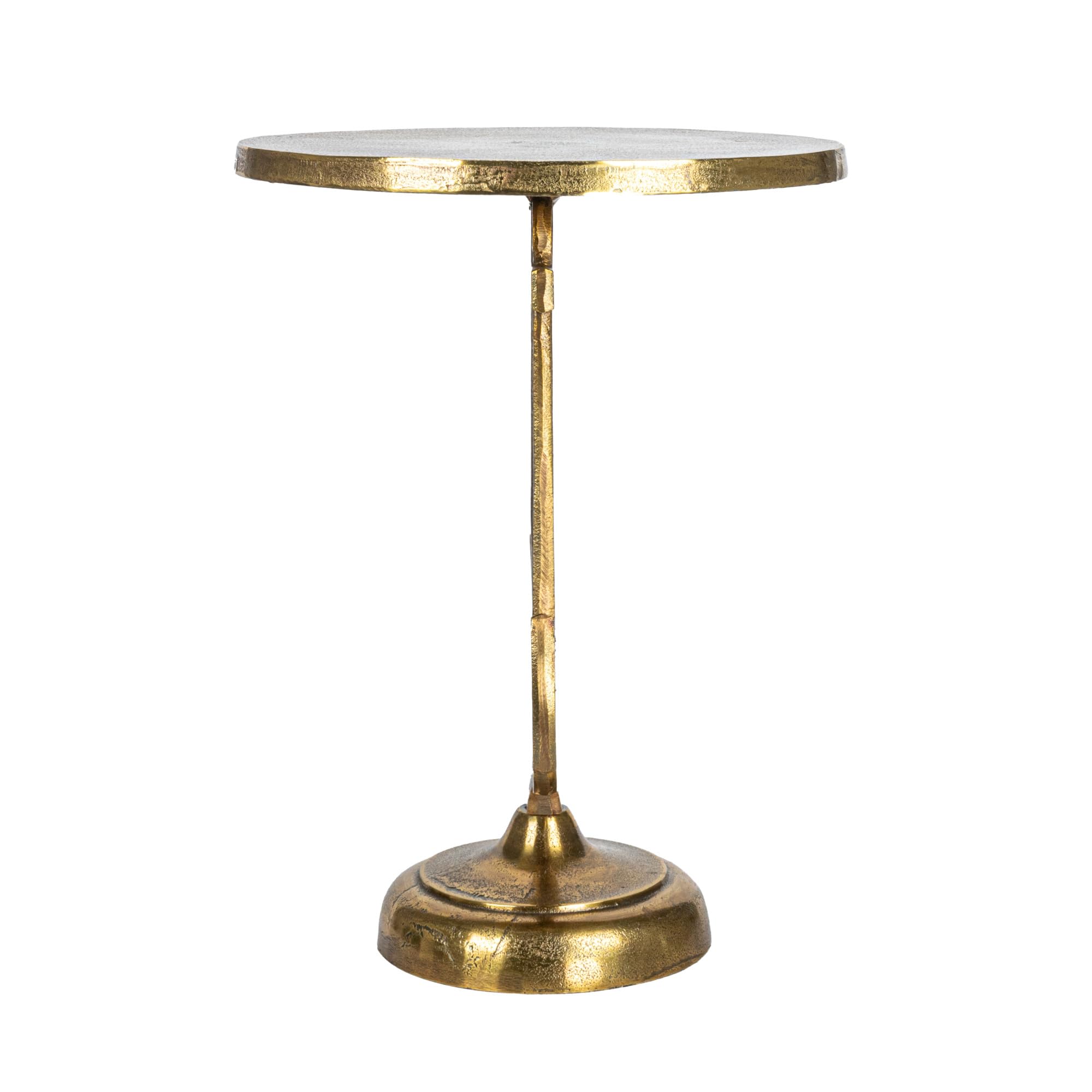 Round Nautical Accent Table with Anchor Base in Cast Iron, Gold Finish