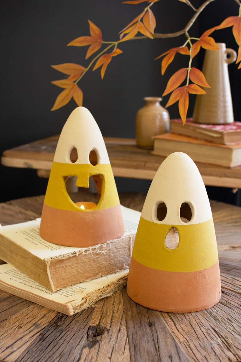 Amazon.com: Kalalou Set of 2 Clay Candy Corn Lanterns : Home & Kitchen